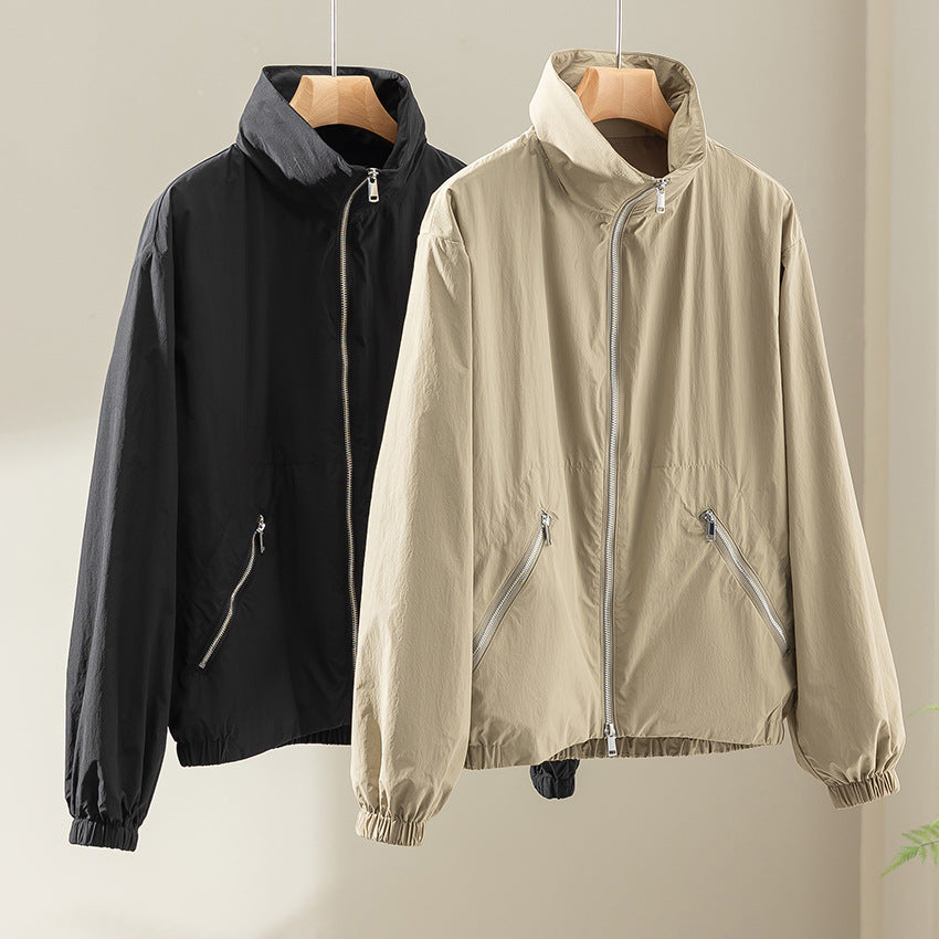 Damen Leichte Nylon-Utility-Jacke mit Stehkragen, Reißverschlusstaschen und elastischem Saum Shop Nory