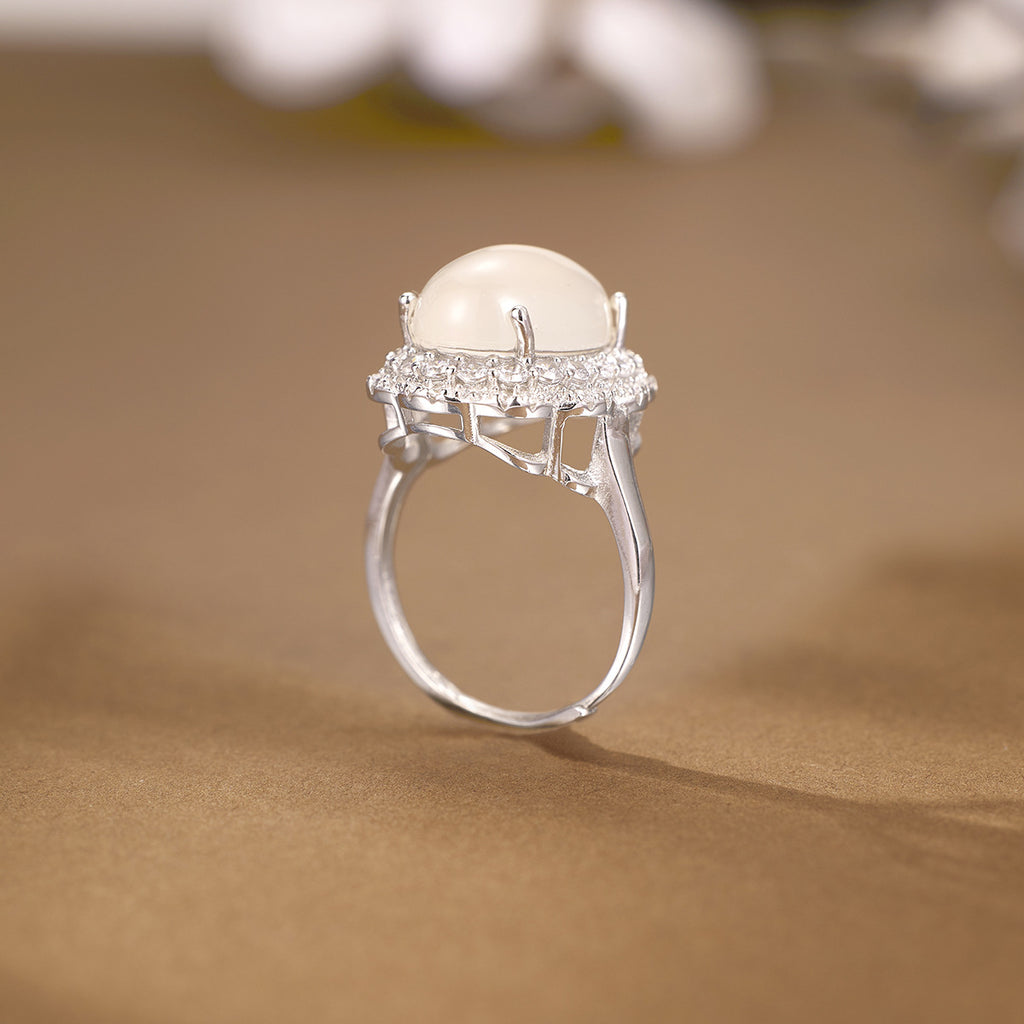 Damen Ring mit hochwertigem Mondstein und funkelndem Zirkonia Shop Nory
