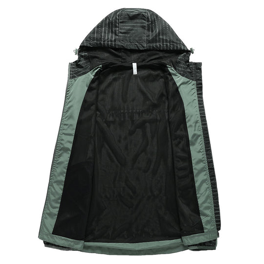 Herren Leichte Reflektierende Kapuzen-Windjacke mit Mesh-Futter und Reißverschlusstaschen Shop Nory