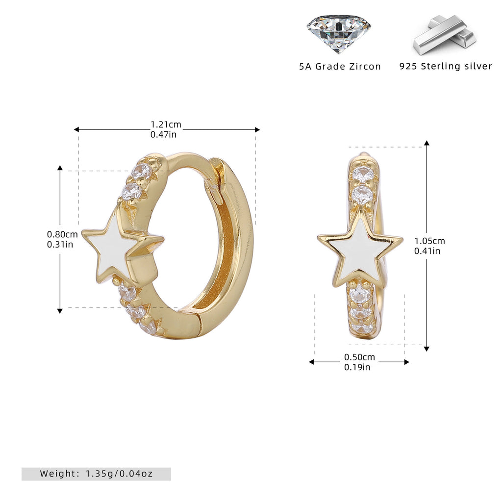 Damen Creolen mit funkelndem Sternmotiv und elegantem 925 Sterling Silber Shop Nory