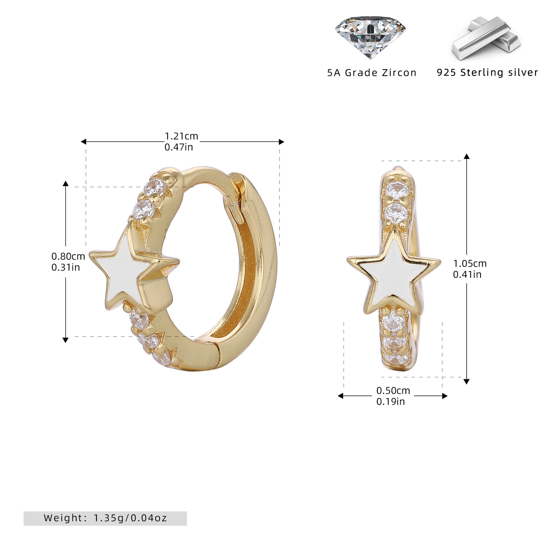 Damen Creolen mit funkelndem Sternmotiv und elegantem 925 Sterling Silber Shop Nory