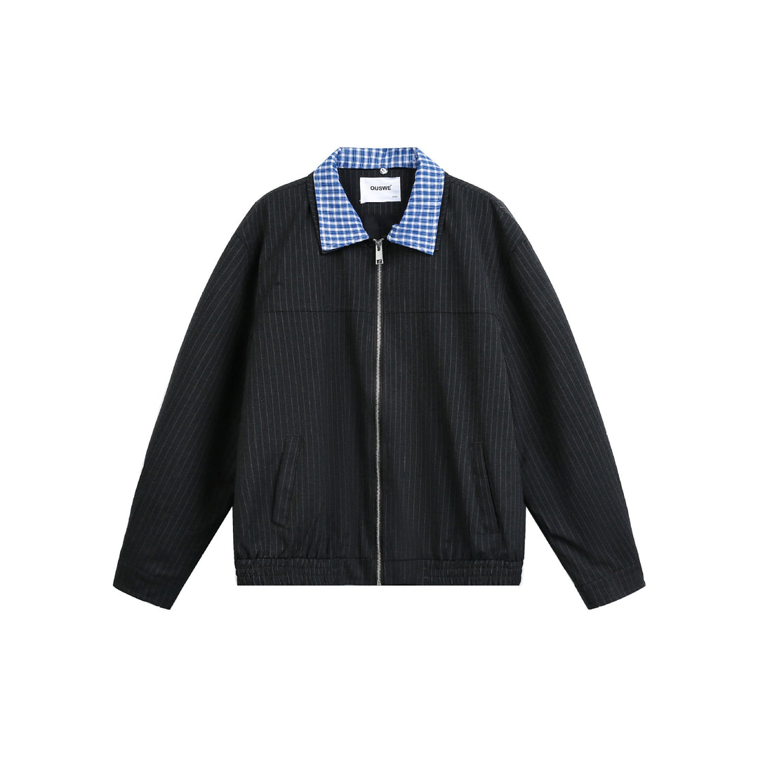 Herren Boxy-Blousonjacke aus Nadelstreifenstoff mit kontrastierendem Hemdkragen Shop Nory