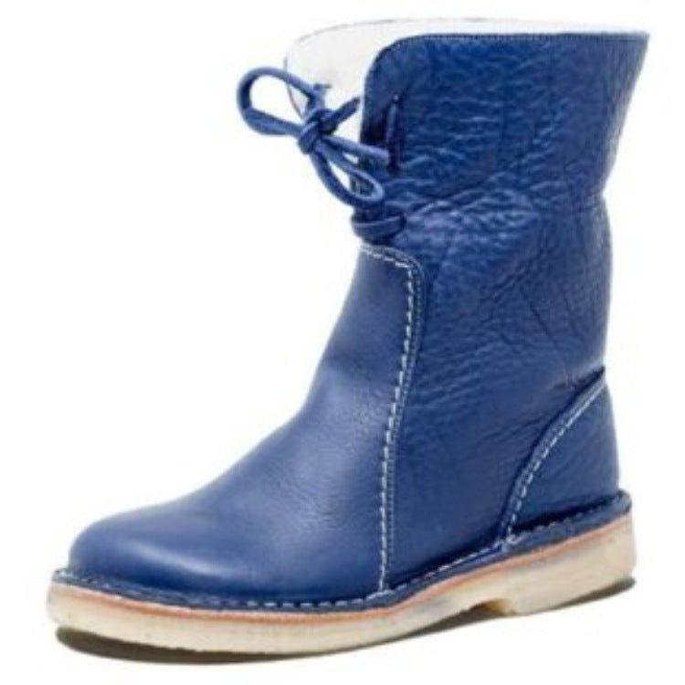 Damen Lederstiefel mit komfortablem Innenfutter und modischem Riemen Shopnory