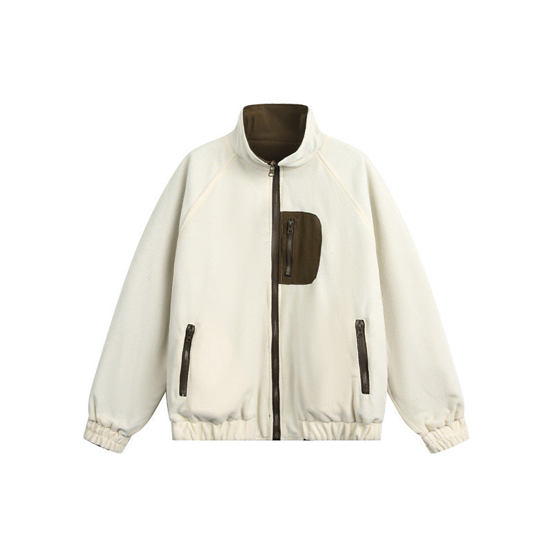 Unisex Leichte Fleece-Outdoorjacke mit Reißverschluss-Brusttasche und elastischem Saum Shop Nory