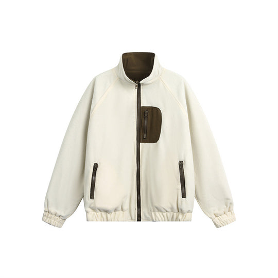 Unisex Leichte Fleece-Outdoorjacke mit Reißverschluss-Brusttasche und elastischem Saum Shop Nory