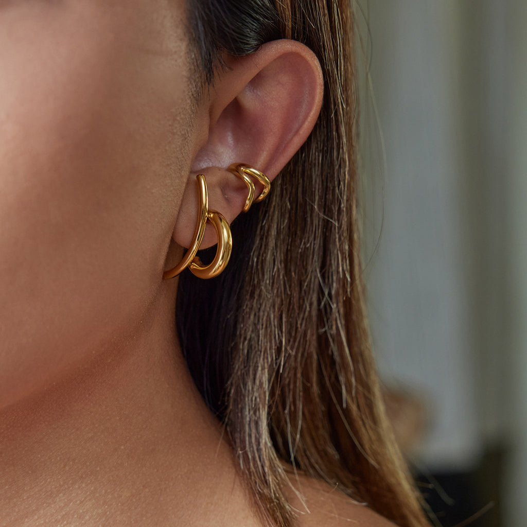 Damen Offener Ring mit glänzender Doppelspirale aus hypoallergenem Edelstahl Shop Nory
