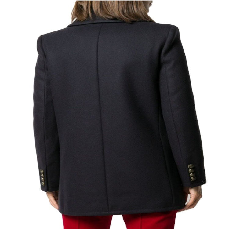 Damen kurztaillierter Zweireihiger Wollmix-Peacoat mit maritimen Details Shop Nory