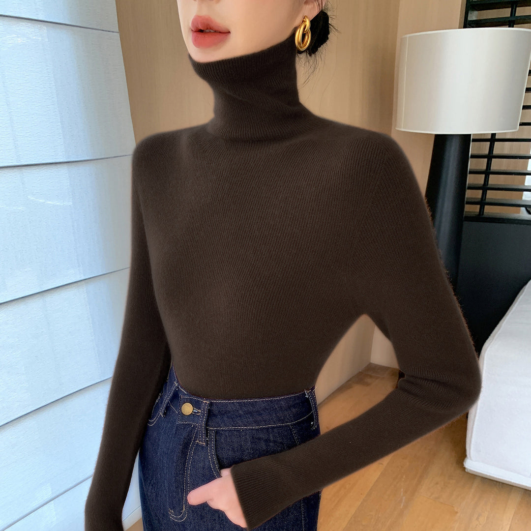 Damen Schlanker Feinstrickpullover mit hohem Rollkragen und feiner Rippstruktur Shop Nory