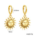 Damen Hängende Ohrringe mit Sonnensymbol und detailreicher Goldoberfläche Shop Nory