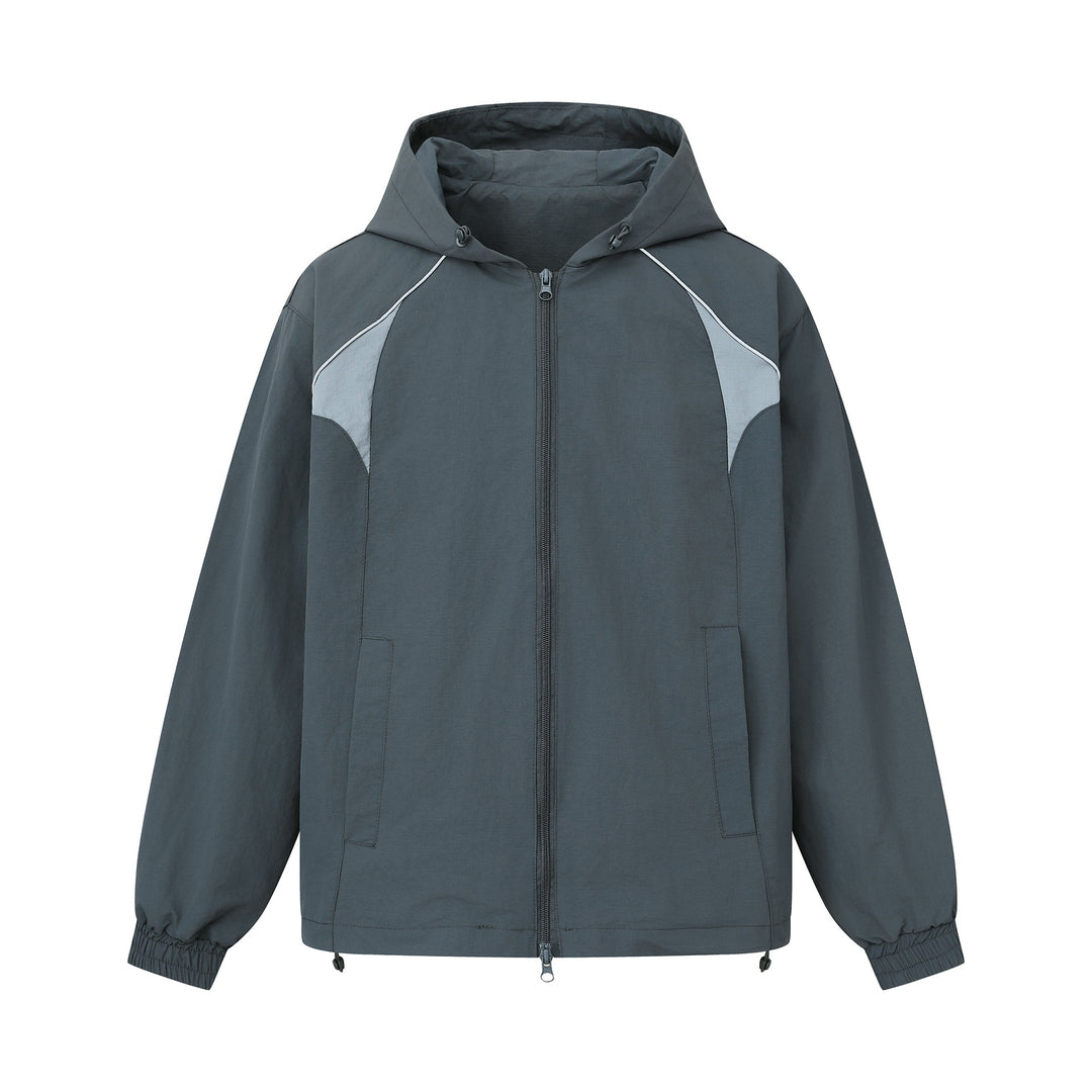 Unisex Leichtgewichtiger Boxy-Kapuzenblouson mit Zwei‑Wege‑Reißverschluss und Kordelzugsaum Shop Nory