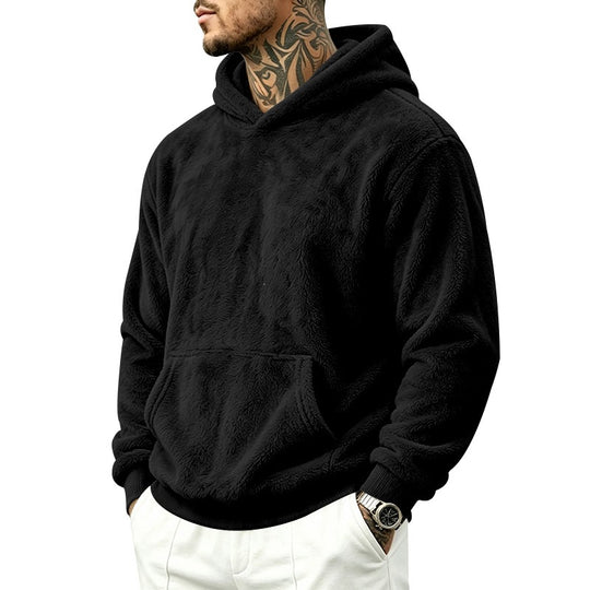 Herren Kuscheliger Fleece-Hoodie mit Kängurutasche und geripptem Saum Shop Nory