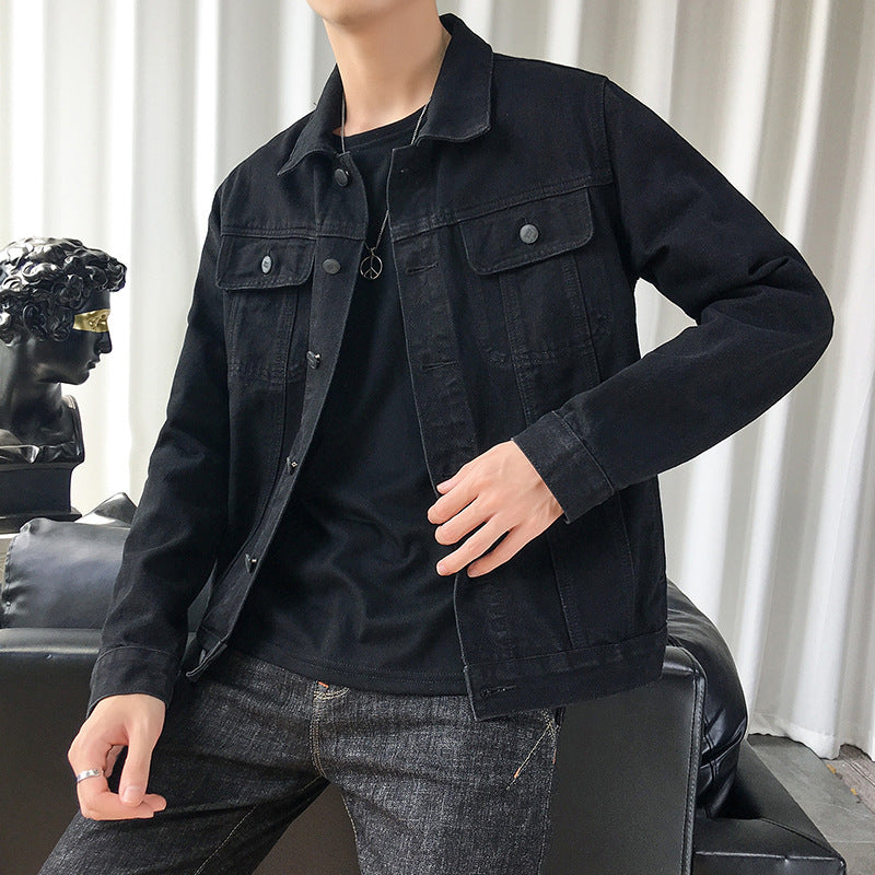 Herren schmal geschnittene Denim-Truckerjacke mit minimalistischer Nahtführung Shop Nory