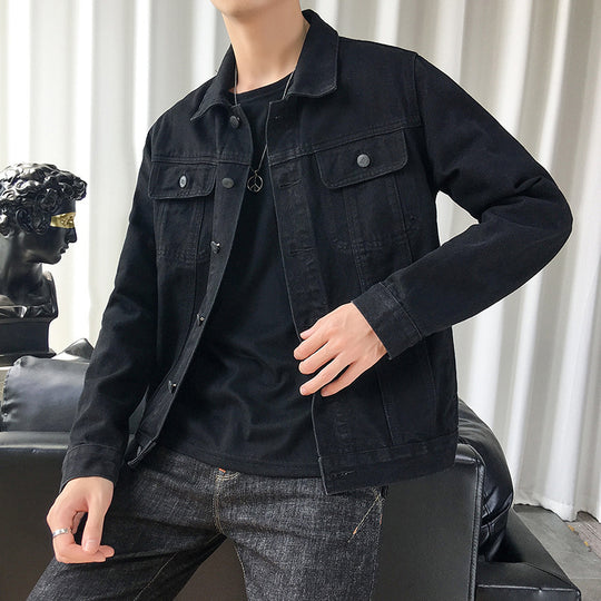 Herren schmal geschnittene Denim-Truckerjacke mit minimalistischer Nahtführung Shop Nory