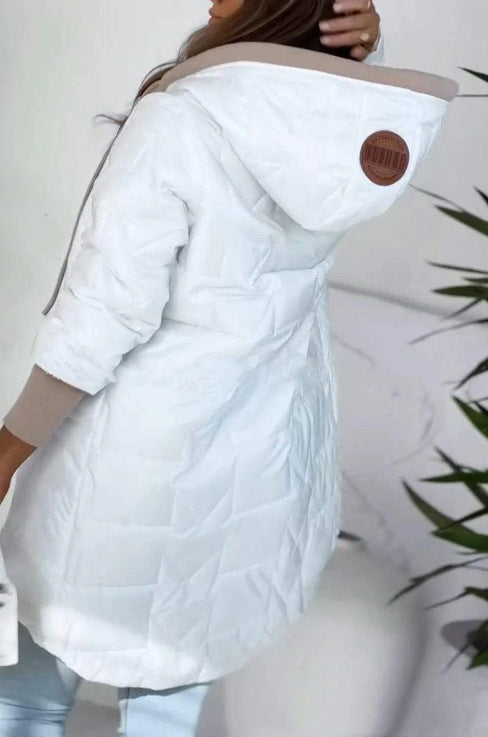 Damen Lässige Steppjacke mit Kapuze und großen Taschen