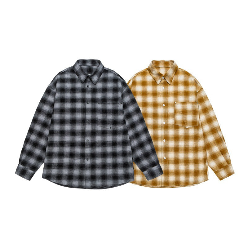Herren Lässiges Karomuster-Flanellhemd im Oversized-Worker-Stil mit Brustpattentasche und abgerundetem Saum Shop Nory