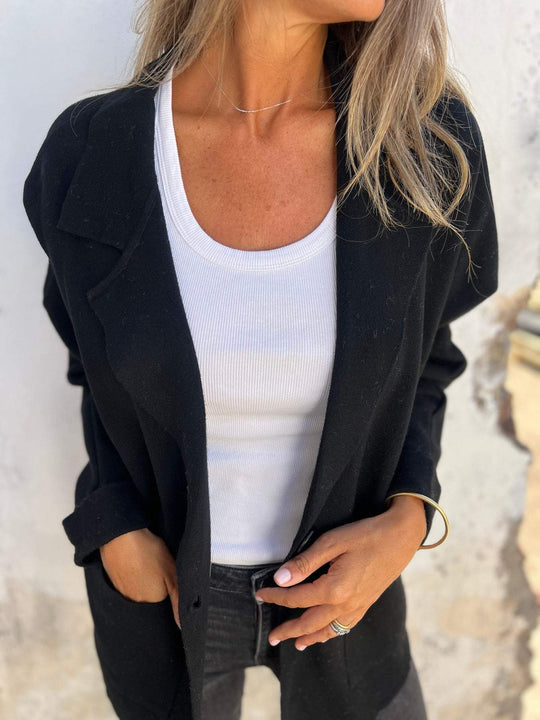 Damen Lässiger Oversize-Blazer mit praktischen Taschen und Knopfverschluss