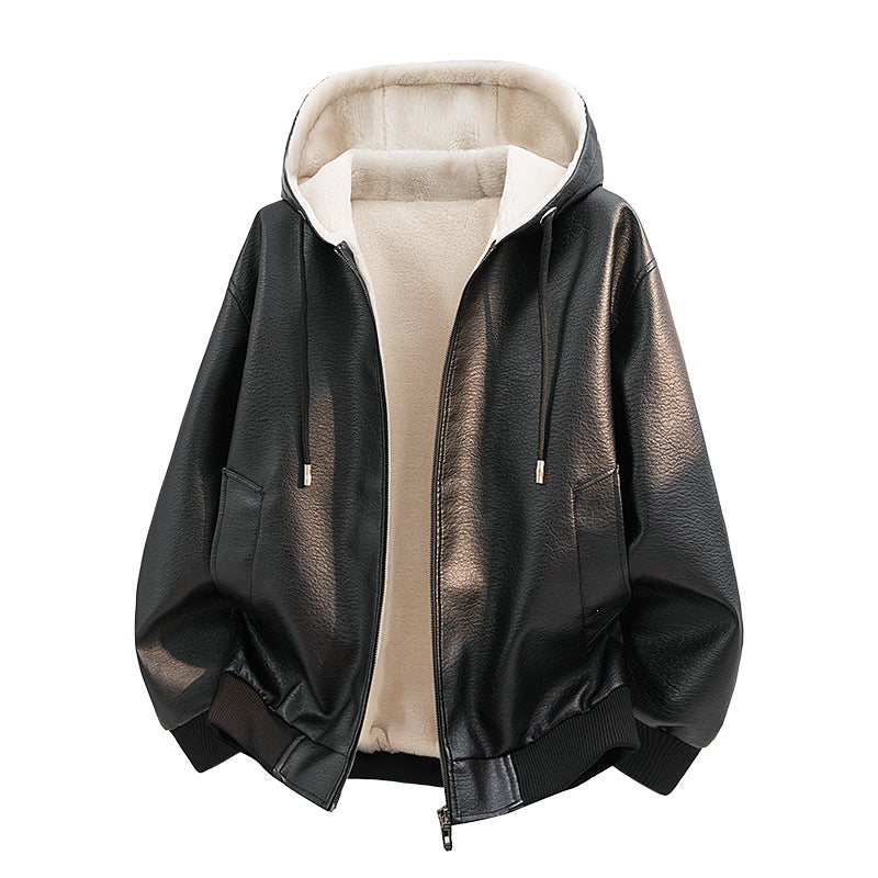 Damen Modische Kunstlederjacke mit Teddyfutter Shop Nory