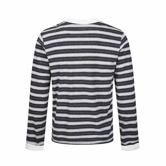 Herren Langarm-Henleyshirt mit gestreifter Struktur und Kontrastkragen Shop Nory