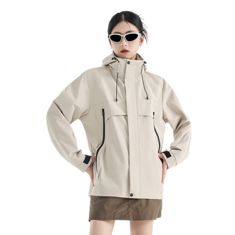 Damen technische wasserdichte Oversize-Parka mit Kapuze und verdeckten Reißverschlusstaschen Shop Nory