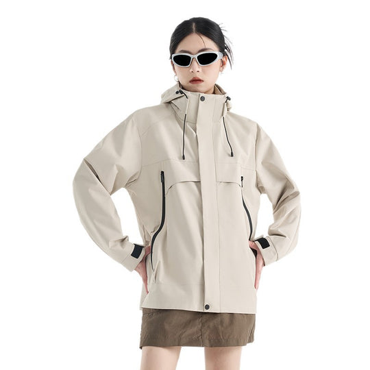 Damen technische wasserdichte Oversize-Parka mit Kapuze und verdeckten Reißverschlusstaschen Shop Nory