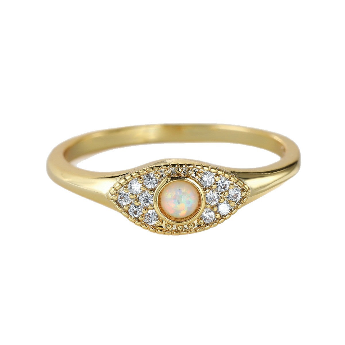 Damen Ring mit funkelndem Opal-Motiv und kunstvollen Zirkonia-Verzierungen Shop Nory