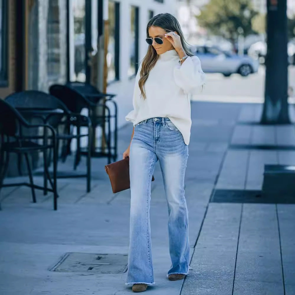 Damen Flared Jeans mit hohem Bund und elegantem Schnitt
