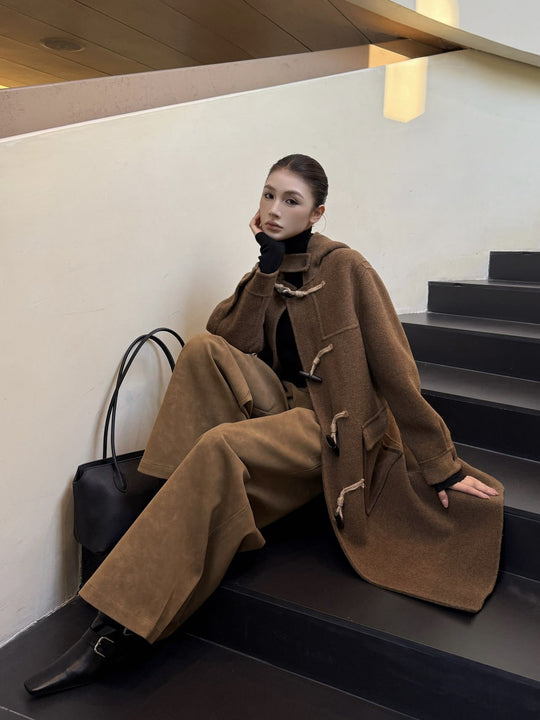 Damen Woll-Dufflecoat mit Knebelverschlüssen und Oversize-Schnitt Shop Nory