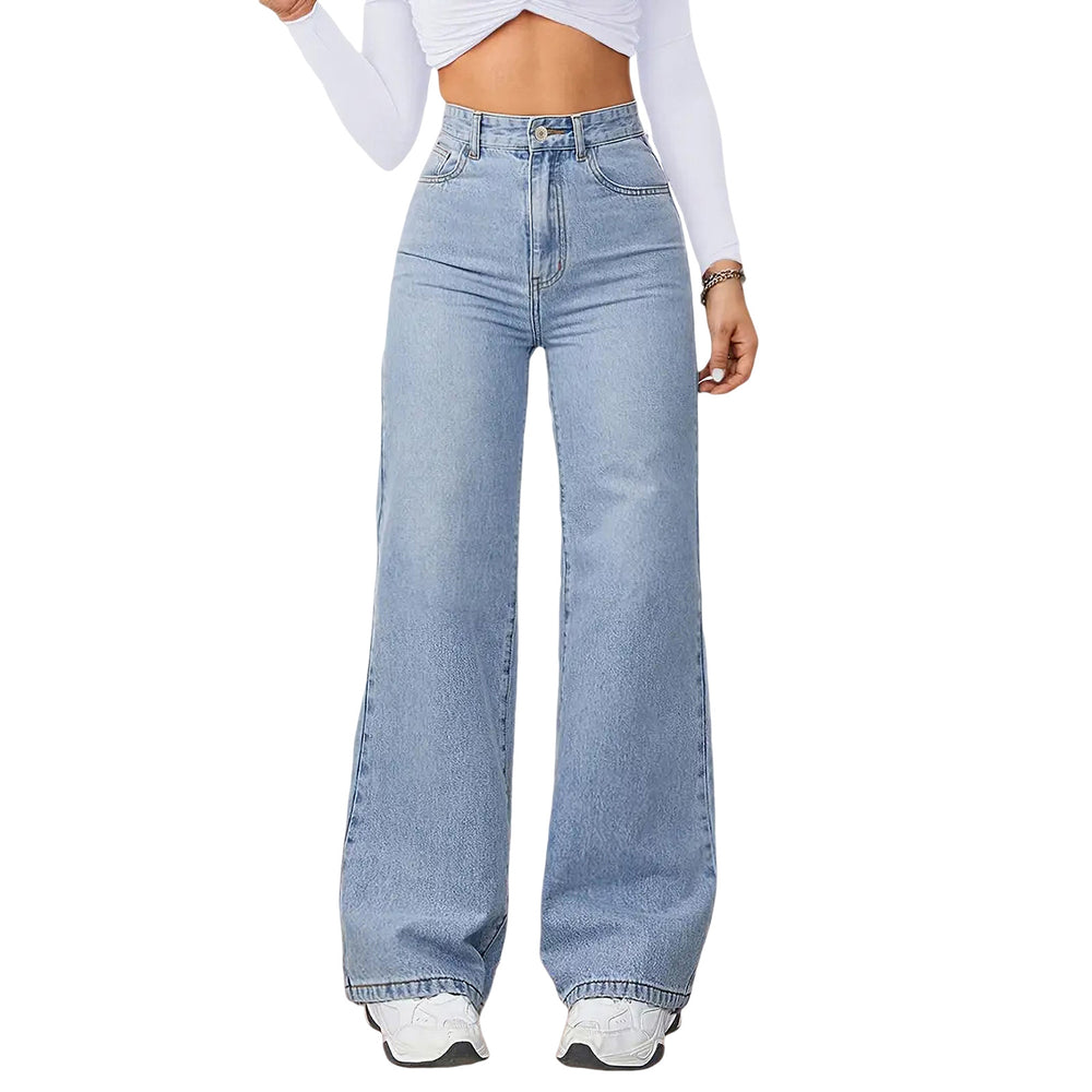 Damen High-Waist Weite-Jeans mit geradem Bein Shop Nory
