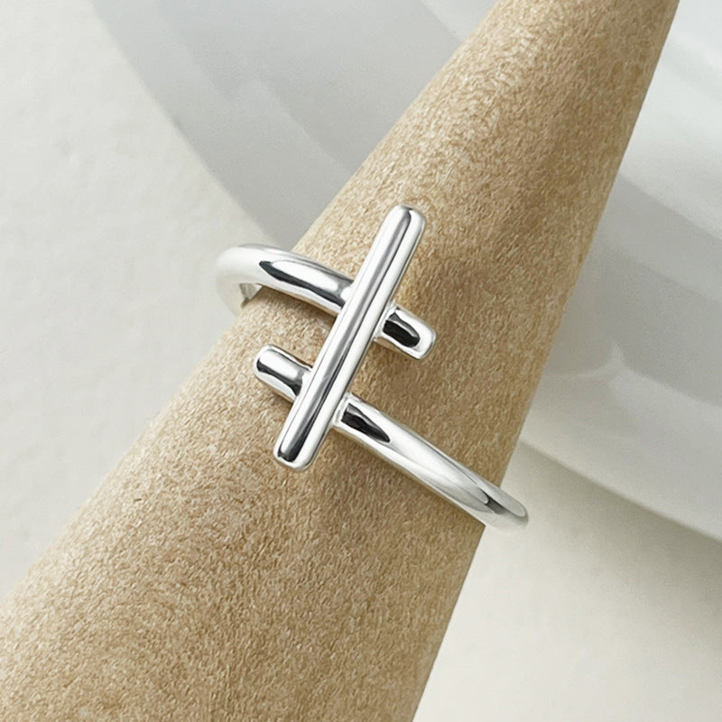 Damen offener Ring mit modernem Kreuzdesign Shop Nory