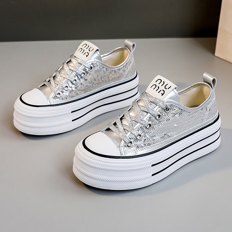 Damen Glitzernde Plateau Sneakers mit komfortablem Design