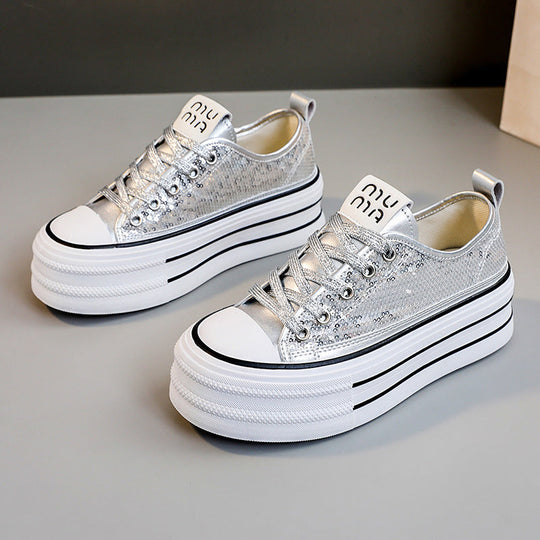 Damen Glitzernde Plateau Sneakers mit komfortablem Design