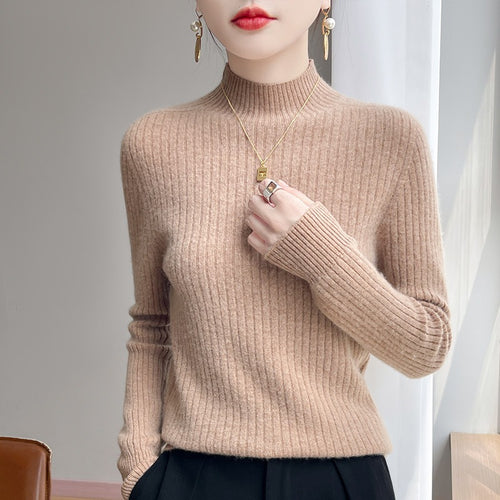 Damen Schmaler Rippenstrick-Mockneck mit extraweicher Kaschmir-Optik Shop Nory