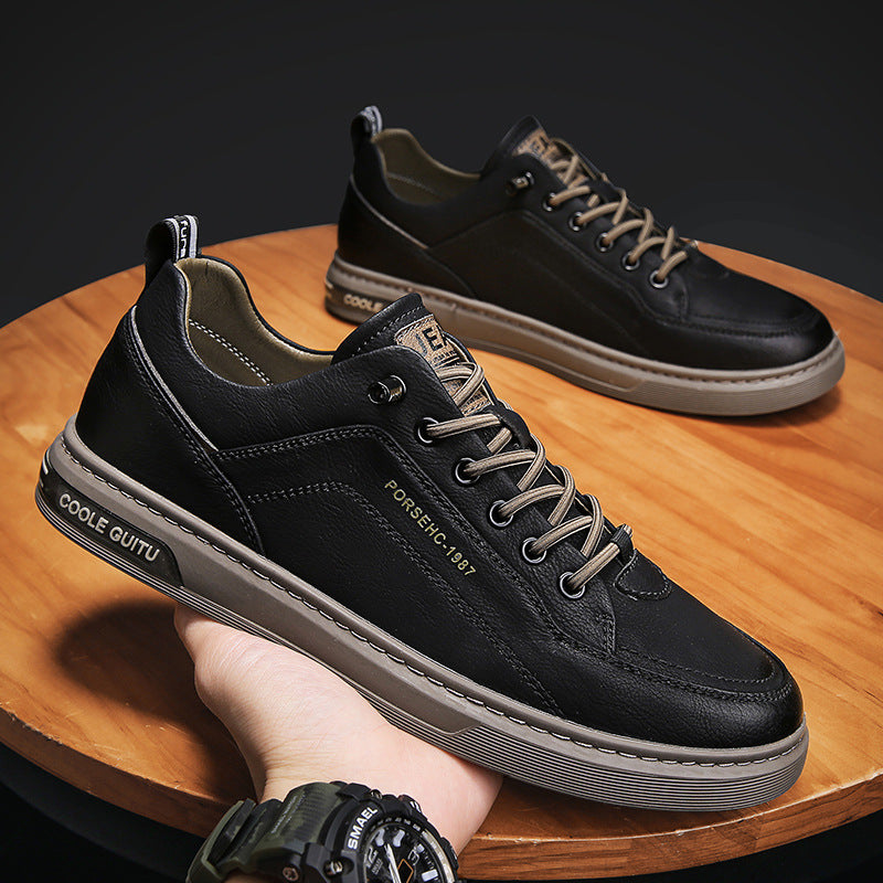 Herren elegante niedrige Leder-Sneaker mit Komfortfußbett und rutschfester Gummisohle Shopy Nory