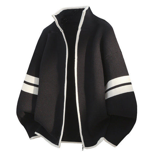 Unisex oversized Strickjacke mit Reißverschluss und Stehkragen Shop Nory