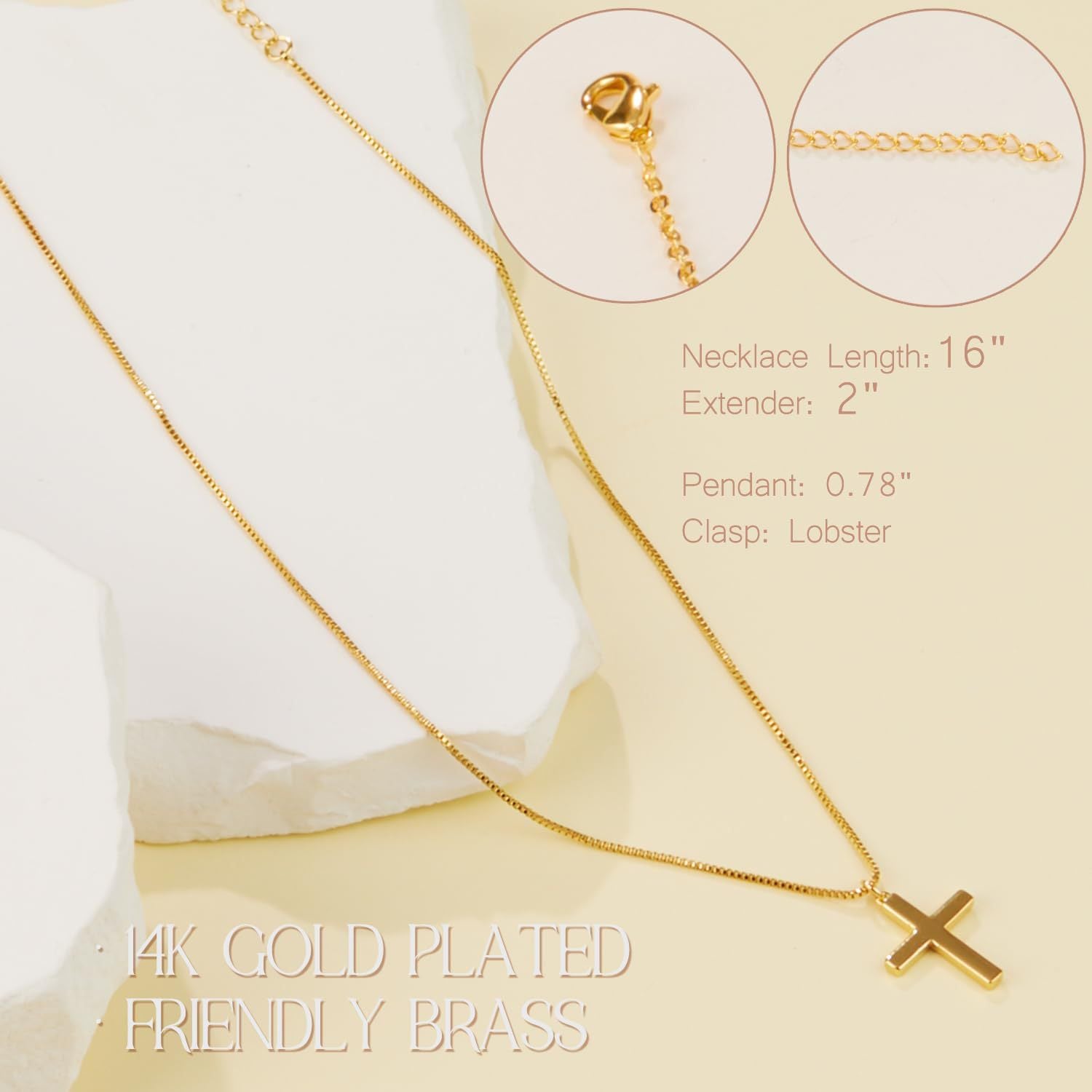 Damen Halskette mit elegantem Kreuzanhänger und hochwertiger Gliederkette Shop Nory