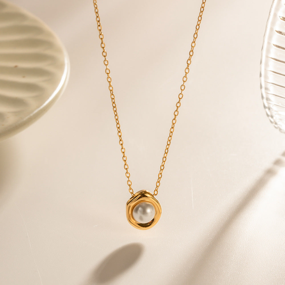 Damen Halskette mit einzigartigem Perlenanhänger und verstellbarem Edelstahlverschluss Shop Nory
