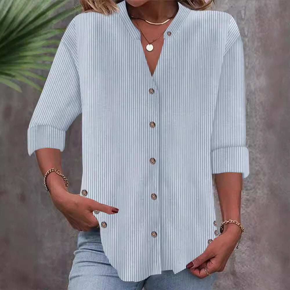 Damen Button-Down Blusenshirt mit eleganten Streifen