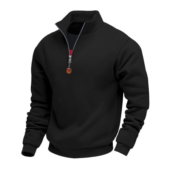 Herren sportlicher Pullover mit halbem Reißverschluss und modischem Stehkragen
