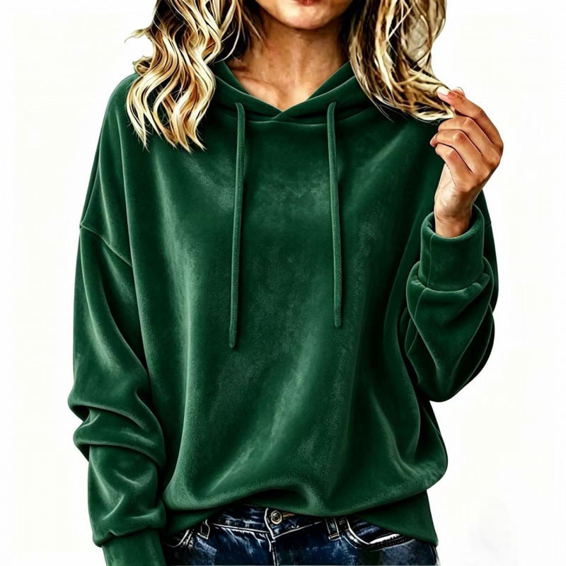 Damen Velours-Oversize-Kapuzenpullover mit Raglanärmeln Shop Nory