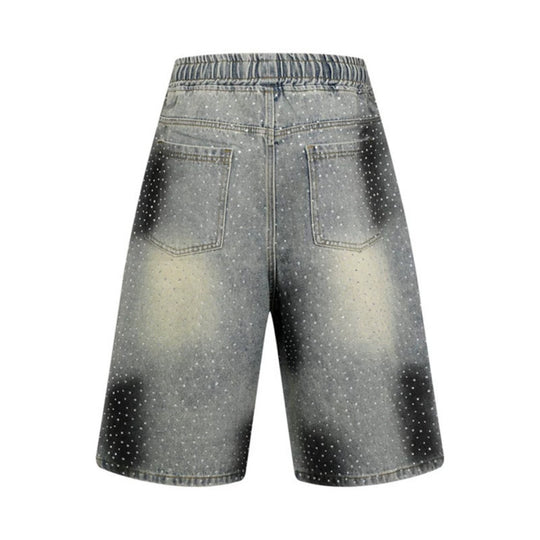 Damen hochgeschnittene Denim-Culotte-Shorts mit Komfortbund und dezentem Punktmuster Shop Nory