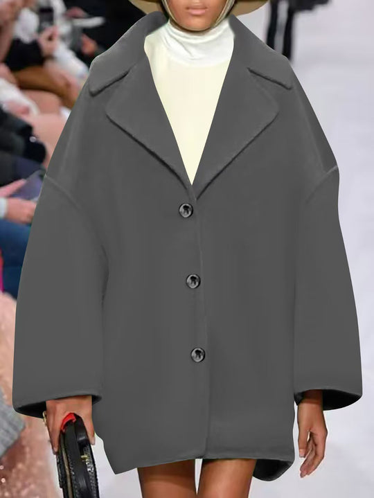Damen Oversize-Kurzmantel mit weitem Revers und Knopfverschluss Shop Nory