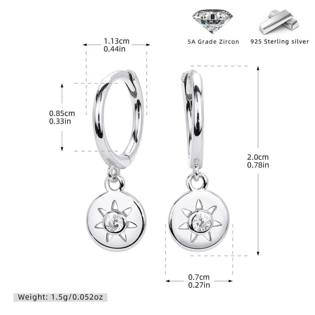 Damen Ohrhänger mit elegantem Sonnenanhänger aus hochwertigem 925 Sterling Silber Shop Nory