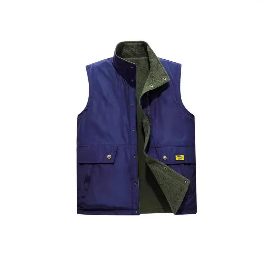 Herren Gefütterte Utility-Weste mit Fleece-Innenlage, Druckknopf‑ und Reißverschluss Shop Nory