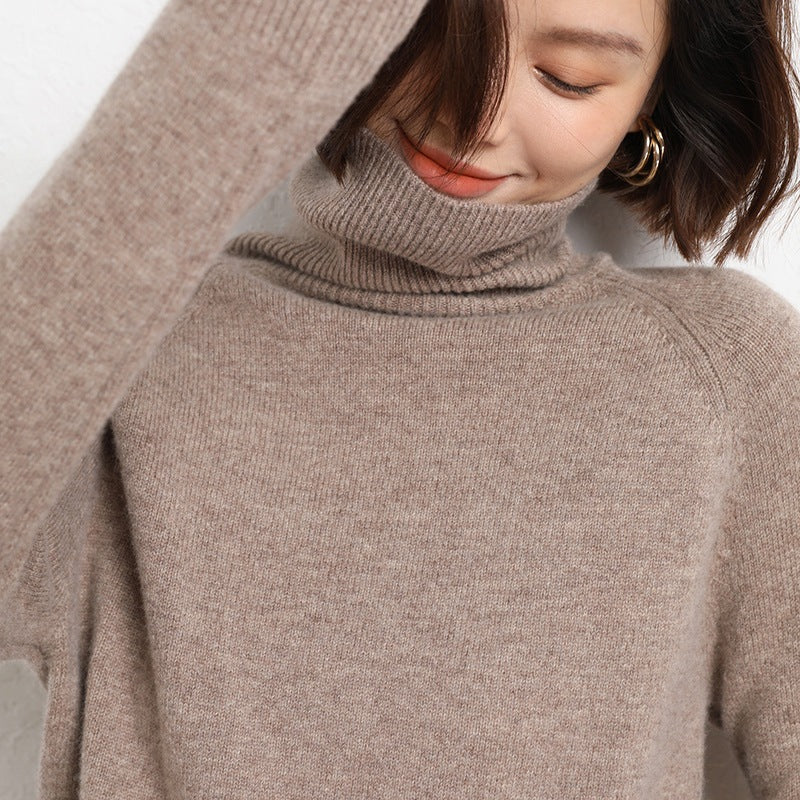 Damen Schlanker Rollkragenpullover aus feinem Strick mit Raglanärmeln Shop Nory