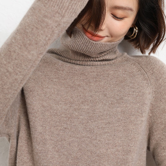 Damen Schlanker Rollkragenpullover aus feinem Strick mit Raglanärmeln Shop Nory