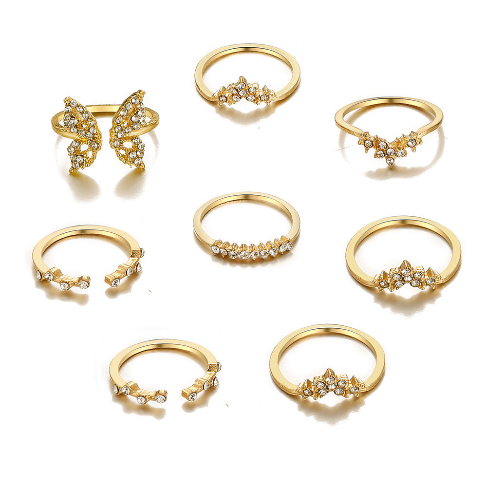 Damen Ring-Set mit funkelnden Kristallen und kunstvollen Designs Shop Nory
