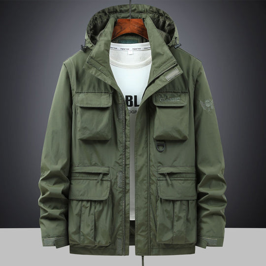 Herren Utility-Parka mit Multifach-Taschen, Kapuze und D-Ring Shop Nory