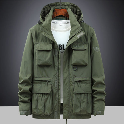 Herren Utility-Parka mit Multifach-Taschen, Kapuze und D-Ring Shop Nory