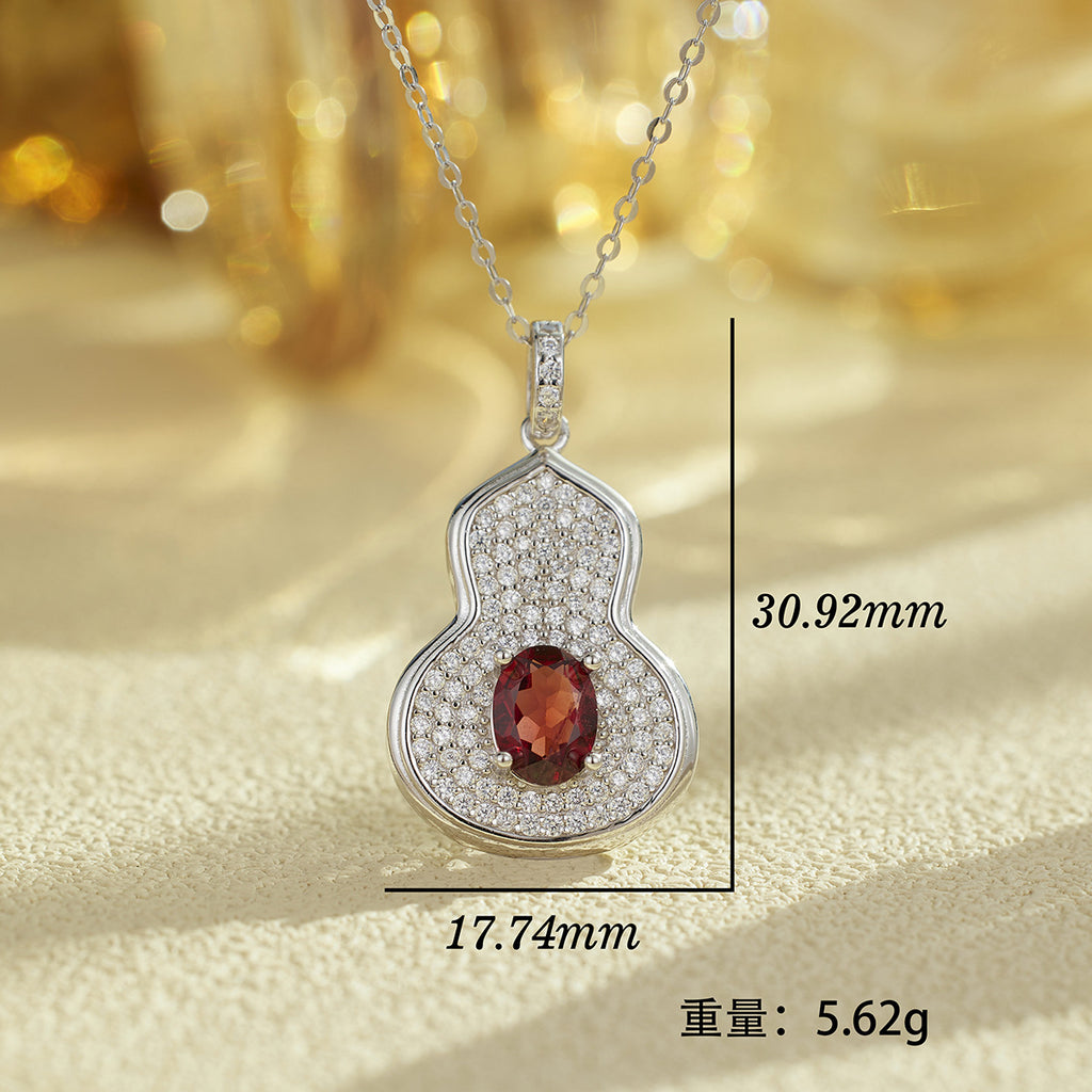 Damen eleganter Anhänger mit rot funkelndem Zirkon Stein Shop Nory