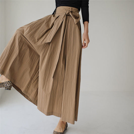 Damen Weite Palazzohose mit Wickeloptik und Bindegürtel Shop Nory